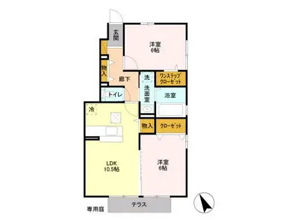 WIT木更津(2LDK/1階)の間取り写真