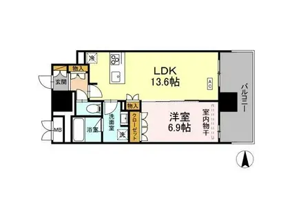 THE REJUVEPORT KISARAZU(1LDK/7階)の間取り写真