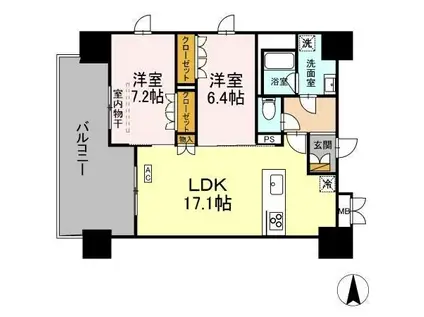 THE REJUVEPORT KISARAZU(2LDK/7階)の間取り写真