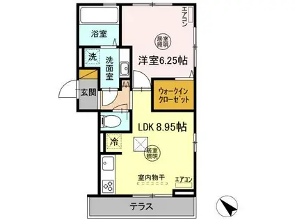 シュエットⅡ(1LDK/1階)の間取り写真