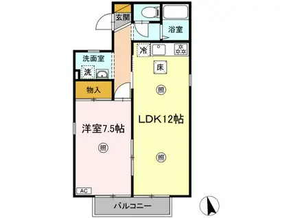 パークハイツII(1LDK/1階)の間取り写真