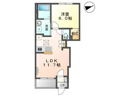 リョウエン(1LDK/1階)の間取り写真