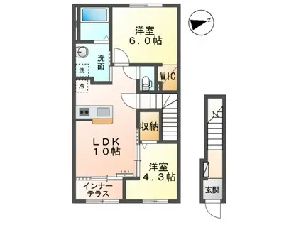 リョウエン(2LDK/2階)の間取り写真