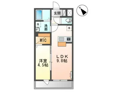 木更津市金田西アパート(1LDK/2階)の間取り写真
