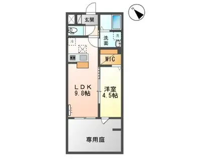 木更津市金田西アパート(1LDK/1階)の間取り写真