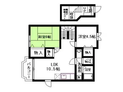 クレストヒルズF(2LDK/2階)の間取り写真