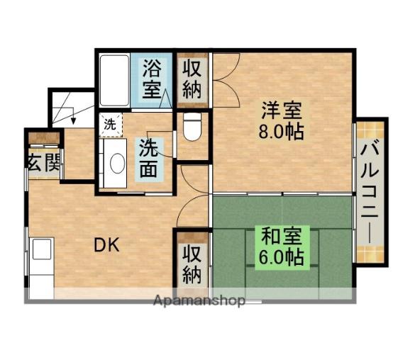 ファミールあじさいB(2LDK/2階)の間取り写真