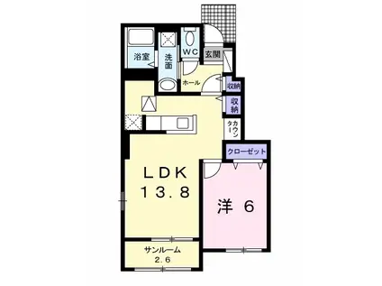 ル・ソレイユ(1LDK/1階)の間取り写真