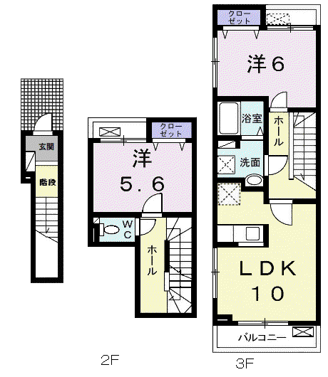 リーブ セレブリテⅢ C(2LDK/2階)の間取り写真