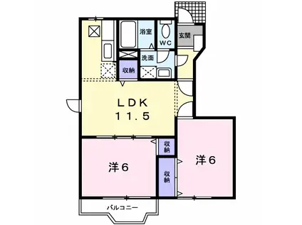 石井ハイツⅢ(2LDK/1階)の間取り写真