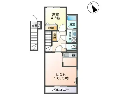 ラ・フレーズ(1LDK/2階)の間取り写真