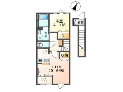 アジュール(1LDK/2階)の間取り写真