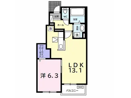 サンヴェール 蔵波 12(1LDK/1階)の間取り写真