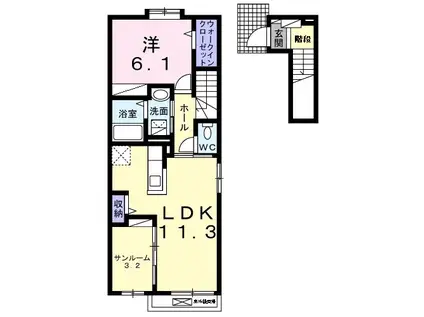 ネオ・アルカンシェル(1LDK/2階)の間取り写真