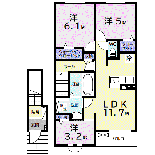 ラポールⅣ(3LDK/2階)の間取り写真
