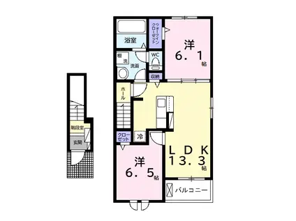 ヴィラヴェント・SISI Ⅰ(2LDK/2階)の間取り写真