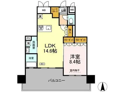 THE REJUVEPORT KISARAZU(1LDK/9階)の間取り写真