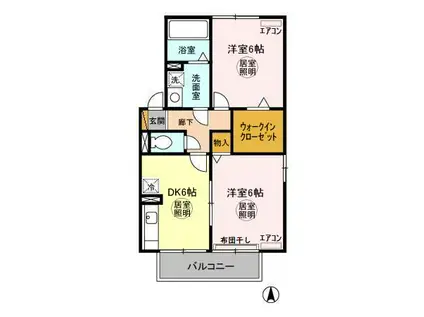 ノーブルタウン弐番館(2DK/1階)の間取り写真