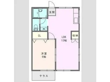 君津ハイツ(1LDK/2階)の間取り写真