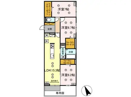 プレアデス(3LDK/1階)の間取り写真