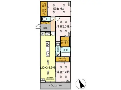 プレアデス(3LDK/3階)の間取り写真