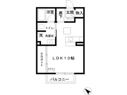 ガーデンヒルズB(ワンルーム/1階)の間取り写真