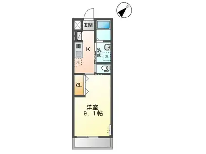 ブルーム(1K/2階)の間取り写真