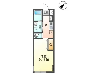ブルーム(1K/2階)の間取り写真