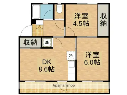 シエル高砂(2DK/2階)の間取り写真