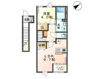 ゴールドラッシュ(1LDK/2階)の間取り写真