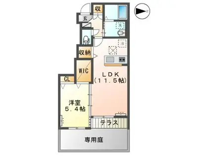 フォルテューヌF(1LDK/1階)の間取り写真