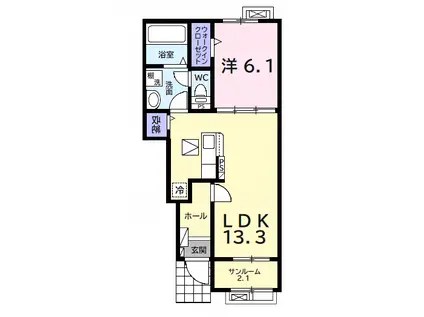 ラフォレスタ シエロ(1LDK/1階)の間取り写真
