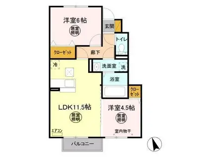 グランパルク(2LDK/1階)の間取り写真