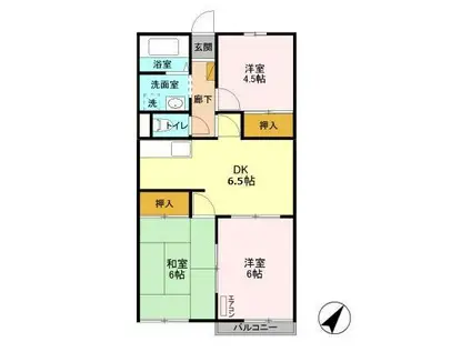 クレール今井B(3DK/1階)の間取り写真