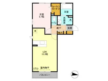 ロチュス(1LDK/2階)の間取り写真