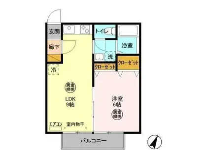 サンスクエア(1LDK/2階)の間取り写真