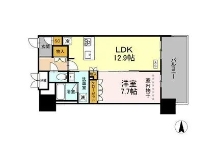 THE REJUVEPORT KISARAZU(1LDK/10階)の間取り写真