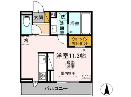 エストレーラ金田西(ワンルーム/2階)の間取り写真