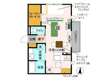 サリサ.H(ワンルーム/1階)の間取り写真