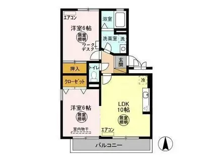 オーシャンヒルズ FG(2LDK/3階)の間取り写真