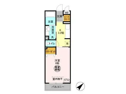 ラフィシア(1K/2階)の間取り写真