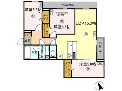 D-KISARIA EI(3LDK/3階)の間取り写真