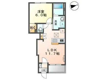 リョウエン(1LDK/1階)の間取り写真