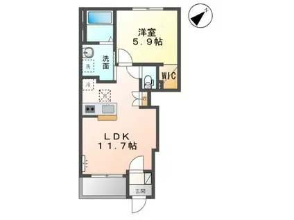 レナレジデンス(1LDK/1階)の間取り写真