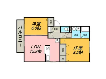 グレイズ(2LDK/2階)の間取り写真
