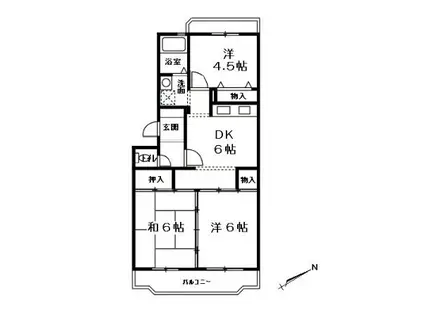 第2パールメゾン染谷(3DK/2階)の間取り写真