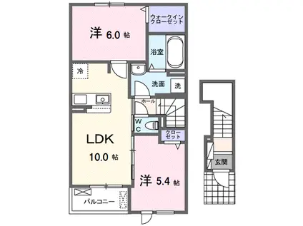 萩台町アパート(2LDK/2階)の間取り写真