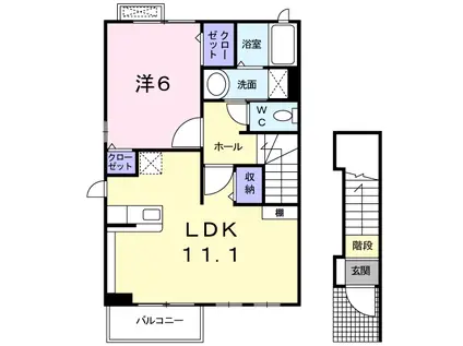 シュプール(1LDK/2階)の間取り写真