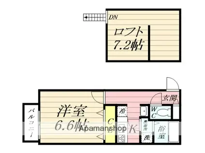 グランニール稲毛東Ⅱ(1K/3階)の間取り写真