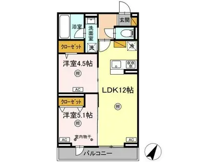 デュランタ(2LDK/2階)の間取り写真